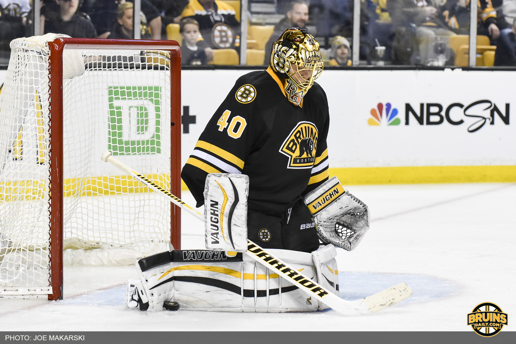 Tuukka Rask made a season-high 41 saves Wednesday night. (Photo by Joe Makarski, Bruins Daily)