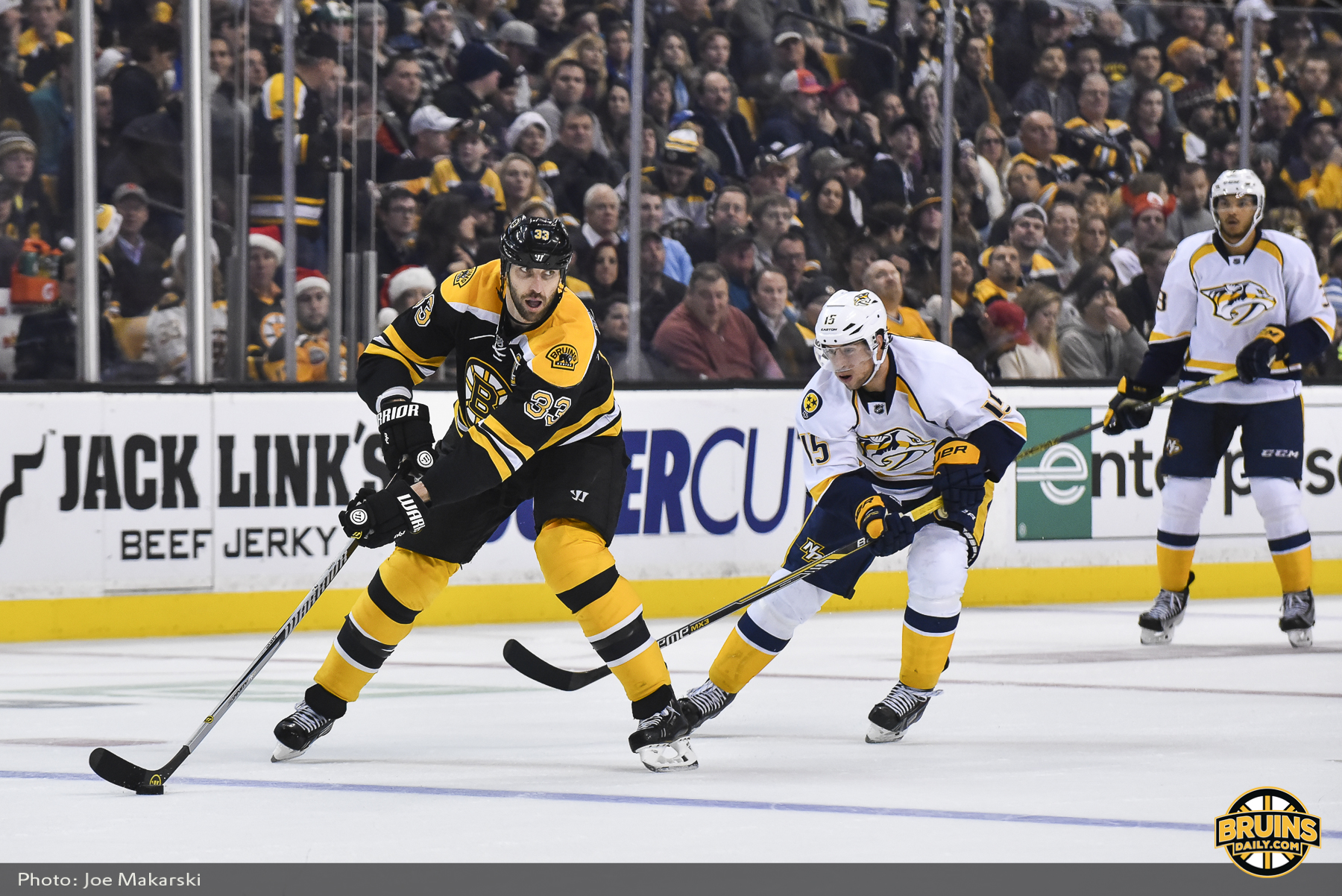 Captain Zdeno Chara was on the ice for both of Nashville's first period goals on Thursday night. (Photo by Joe Makarski, Bruins Daily