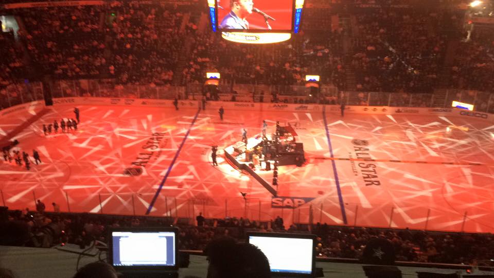 The scene inside Bridgestone Arena prior to puck drop of Sunday's All Star Game. (Photo by Tim Rosenthal, Bruins Daily